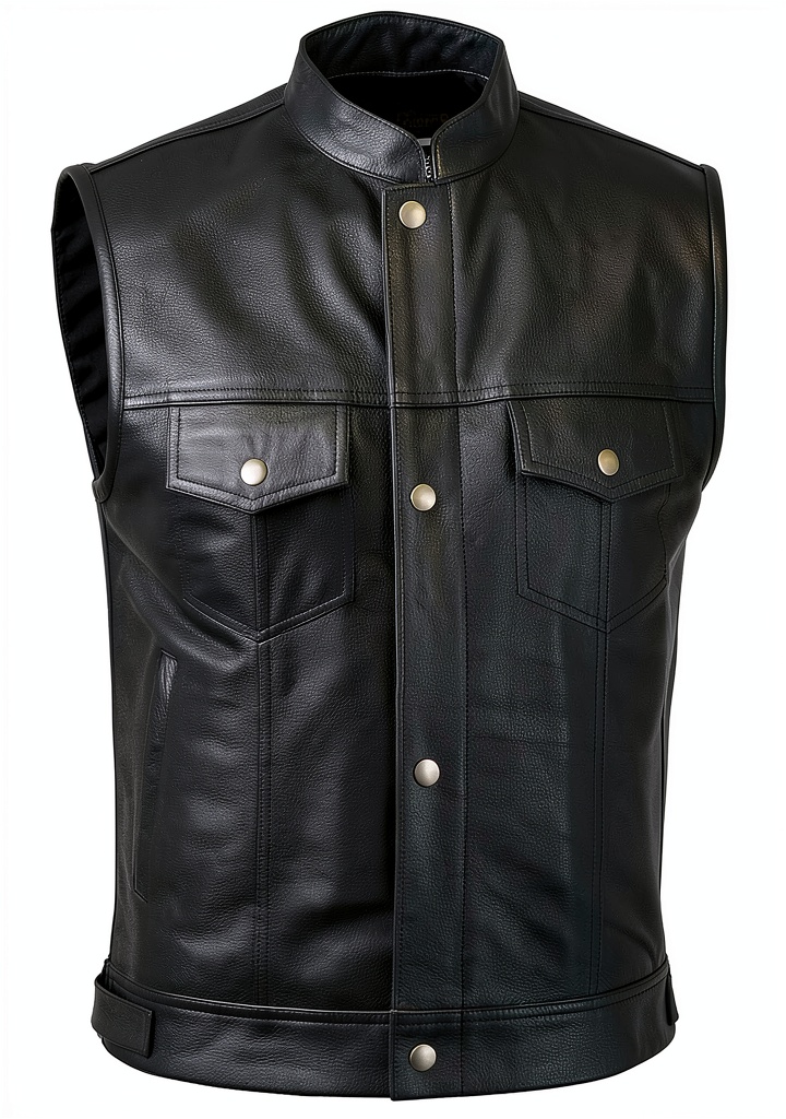 'Gilet Leatherick SOA indossato da motociclista su strada'