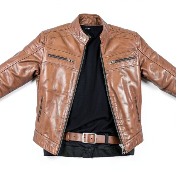 Leatherick giacca moto pelle bovina vintage design uomo-6