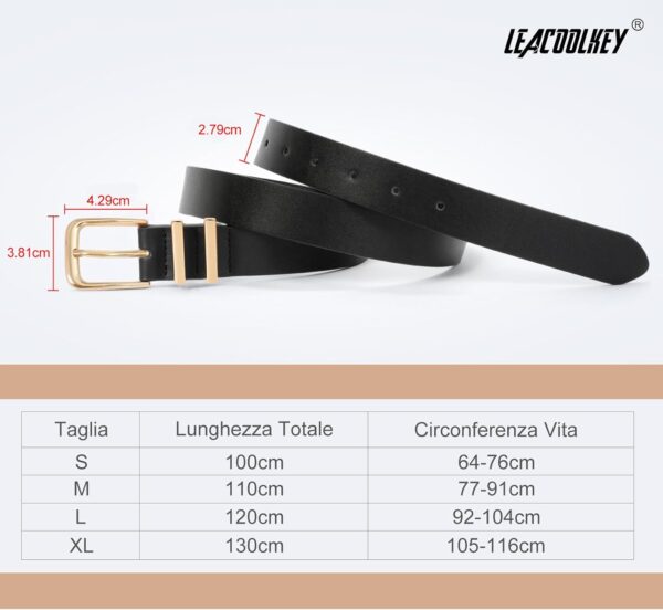 Cinture Donna LEACOOLKEY Pelle Sintetica 3 Colori Fibbia-5