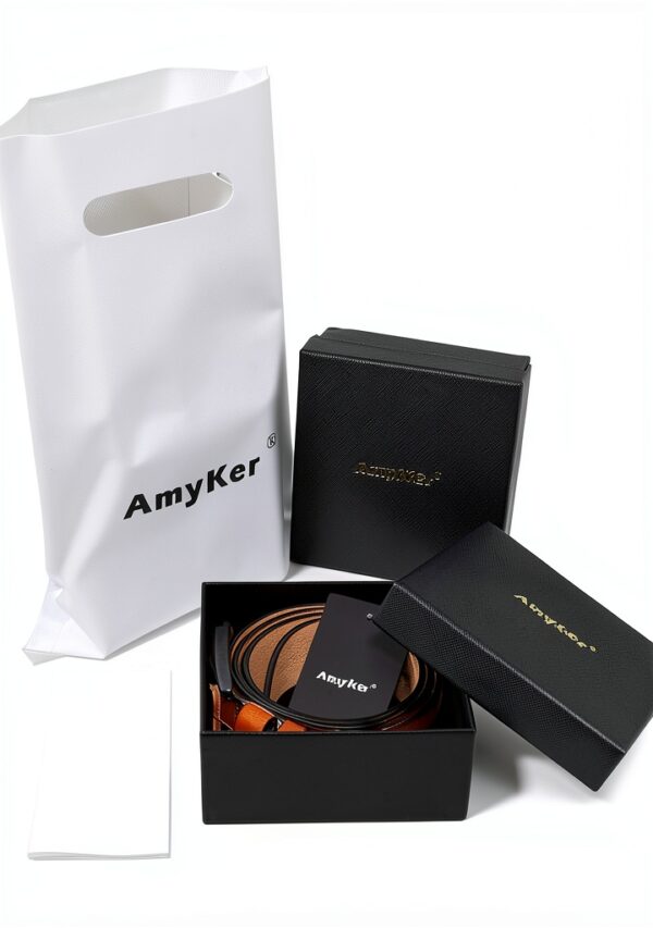 Cintura Donna AmyKer Pelle Vacchetta 33mm Marrone Taglio-4