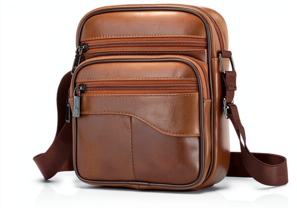Borsello Uomo SPAHER Pelle Vacchetta Tracolla Casual Nero