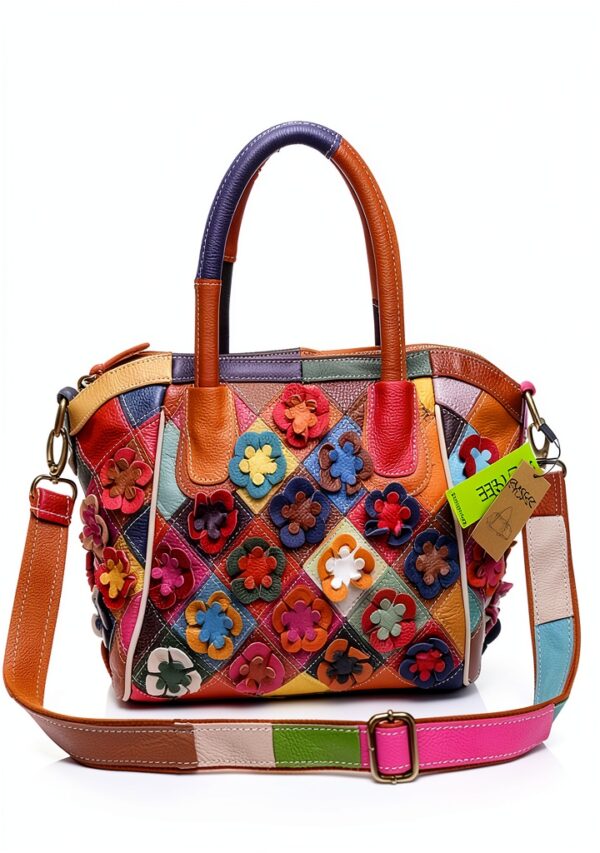Borsa a tracolla donna Eysee vera pelle multicolore fiori