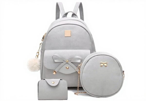 Zaino donna pelle fiocco I IHAYNER 3 pezzi grigio