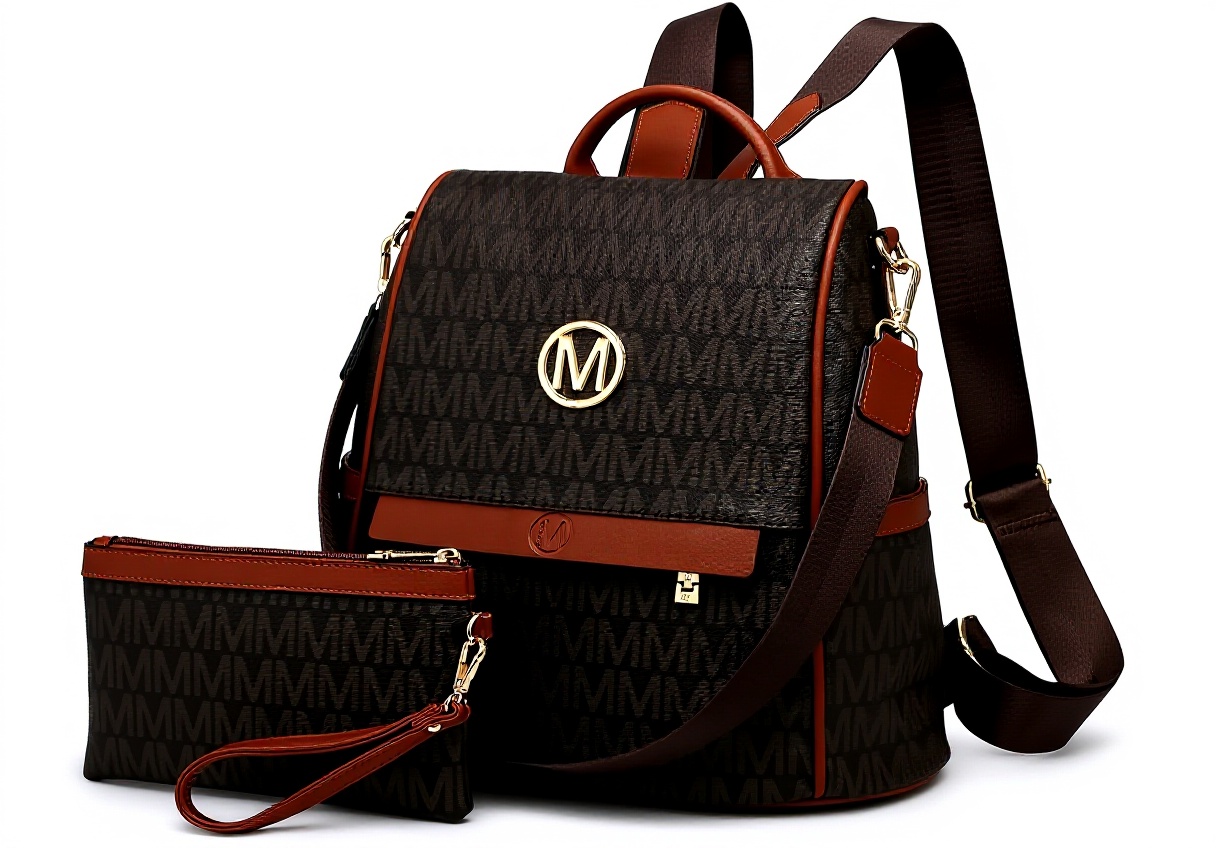 Zaino MKP donna in colore caffè con design elegante e tasche multiple
