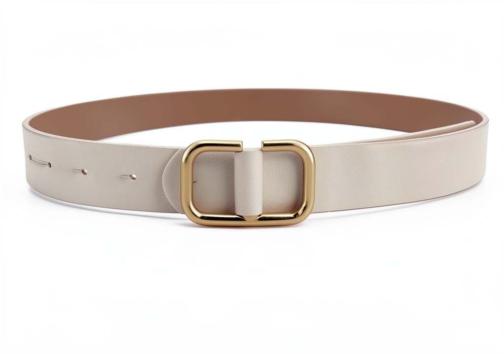 Cintura donna HSAJS in pelle PU bianca con fibbia dorata