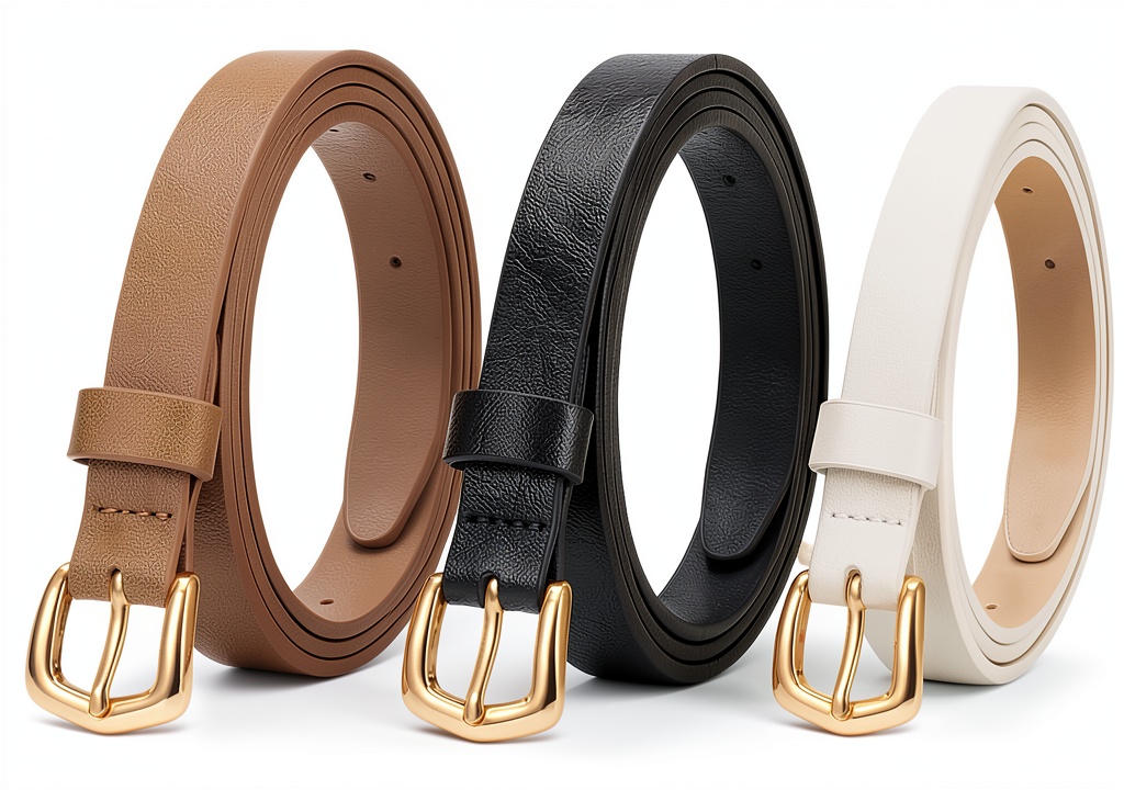 Set di cinture donna Astralong in nero, bianco e marrone su sfondo neutro