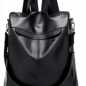 Zaino Estwell Donna Pelle PU Antifurto Nero Marrone-0