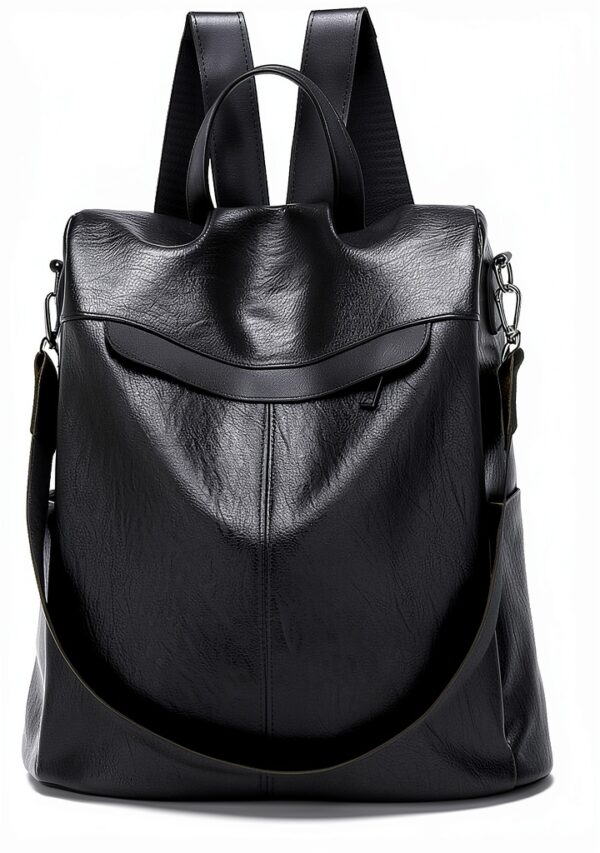 Zaino Estwell Donna Pelle PU Antifurto Nero Marrone-0