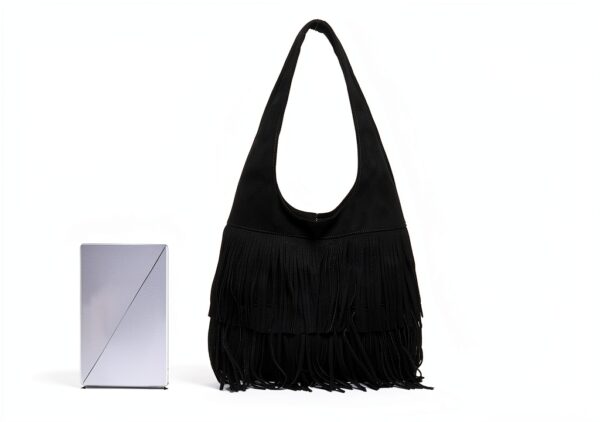 Borsa a mano CORIOS donna frange tessuto sintetico nero-3
