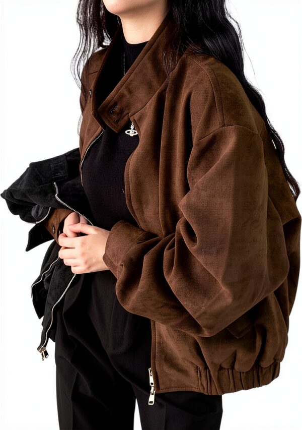 Giacche Donna LLECDASEUI Oversize Marrone Nero Autunno-0