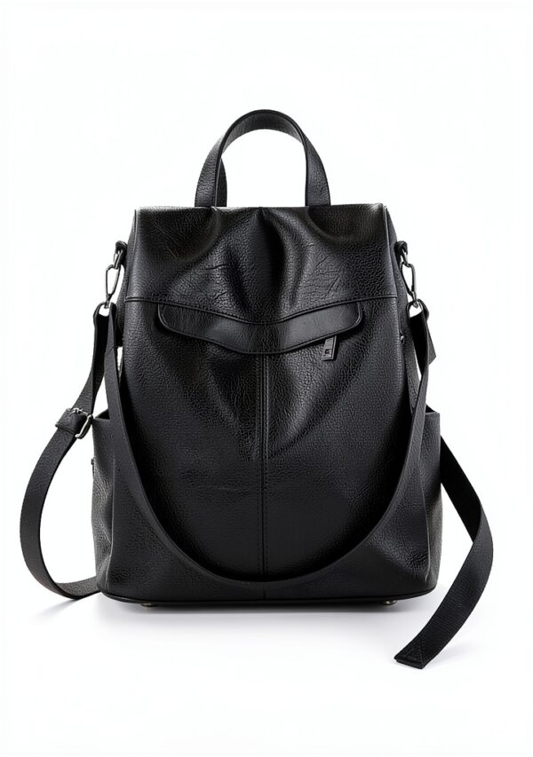 Zaino Estwell Donna Pelle PU Antifurto Nero Marrone-6