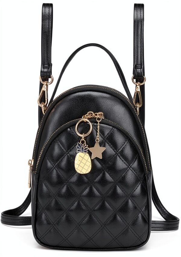 Zaino Donna VONXURY Nero Ecopelle Mini Borsa Zainetto-0