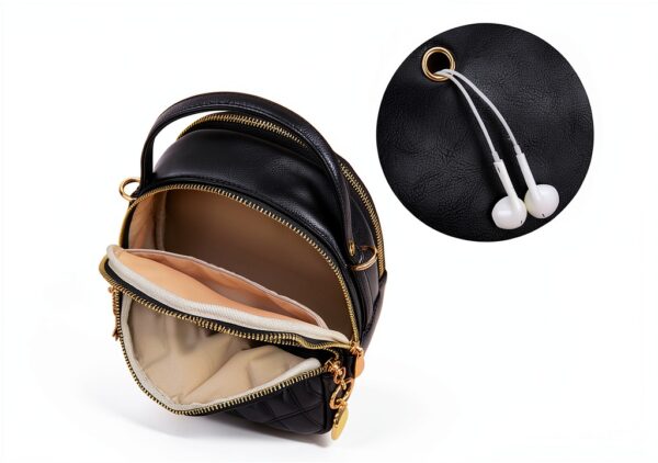 Zaino Donna VONXURY Nero Ecopelle Mini Borsa Zainetto-3