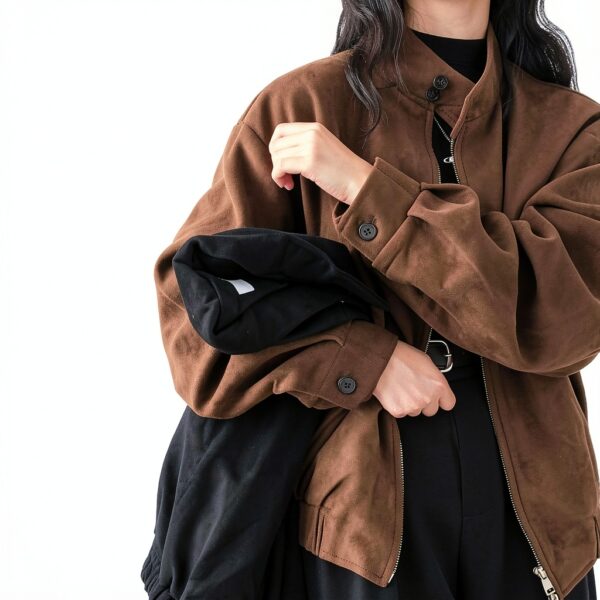 Giacche Donna LLECDASEUI Oversize Marrone Nero Autunno-1