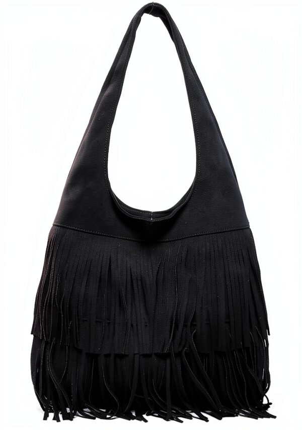 Borsa a mano CORIOS donna frange tessuto sintetico nero-0