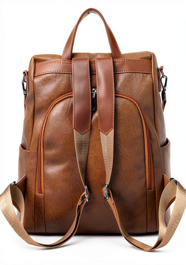 Zaino Estwell Donna Pelle PU Antifurto Nero Marrone-1