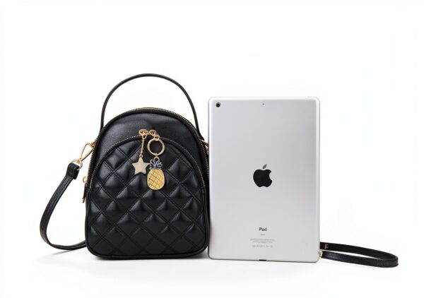 Zaino Donna VONXURY Nero Ecopelle Mini Borsa Zainetto-2