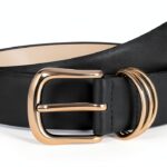 Cintura donna JasGood pelle oro design elegante-0