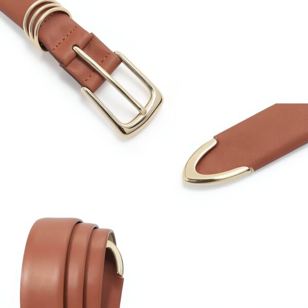 Cintura donna JasGood in pelle fibbia dorata-2