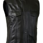 Gilet da moto Leatherick pelle nera 1,1 mm-0