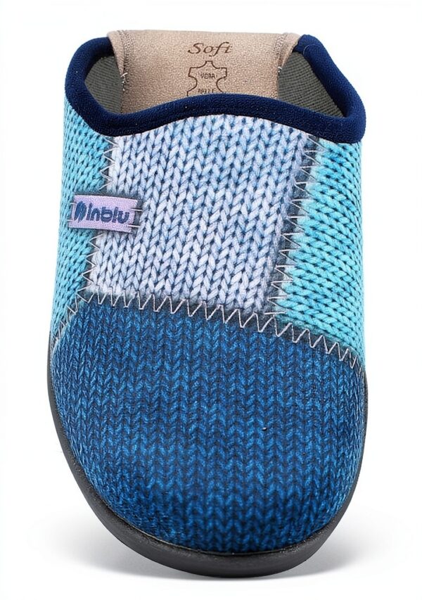 Pantofole Donna Blu Indaco SRL Tessuto Pelle-1