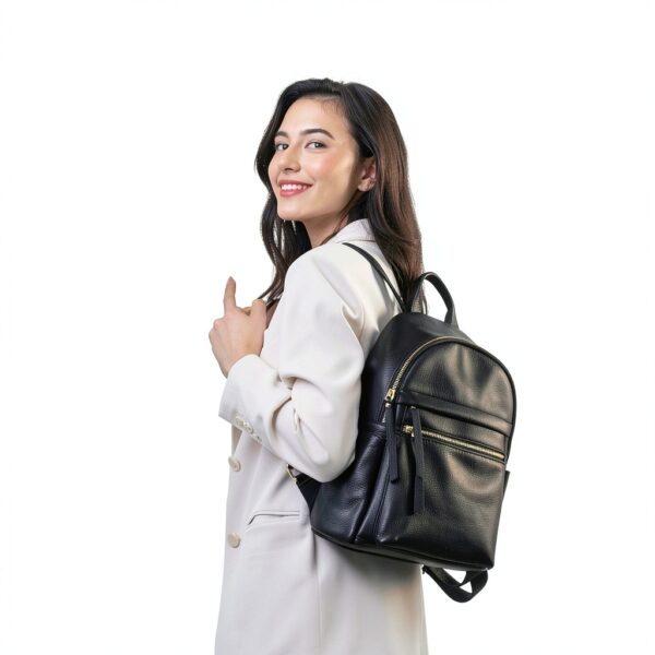 Zaino Donna Kattee Pelle Microfibra Nero-1