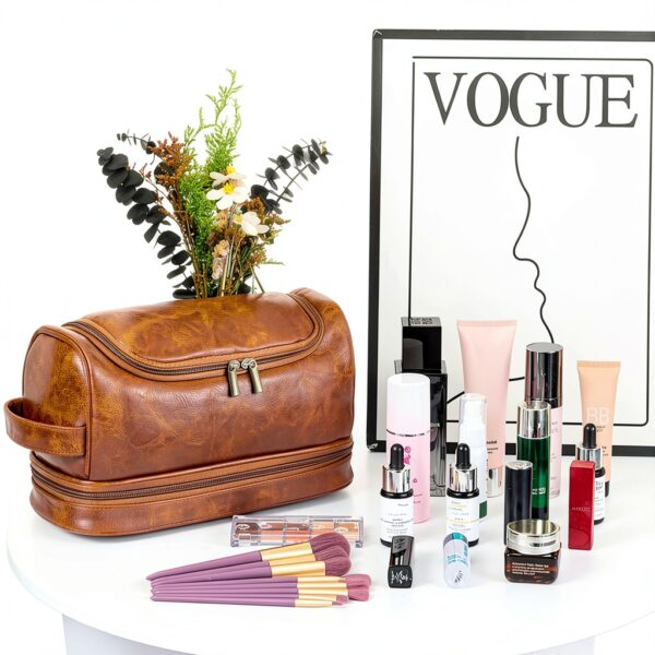 Borsa da toilette Ziyero in pelle vintage per viaggio-5