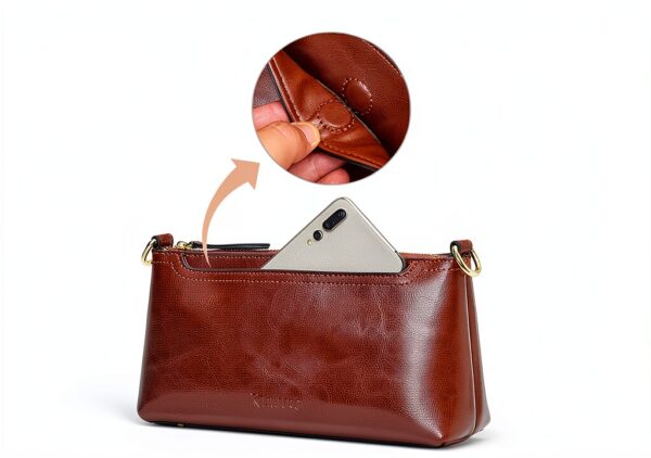 Borsa a tracolla Kattee pelle marrone scuro donna-4