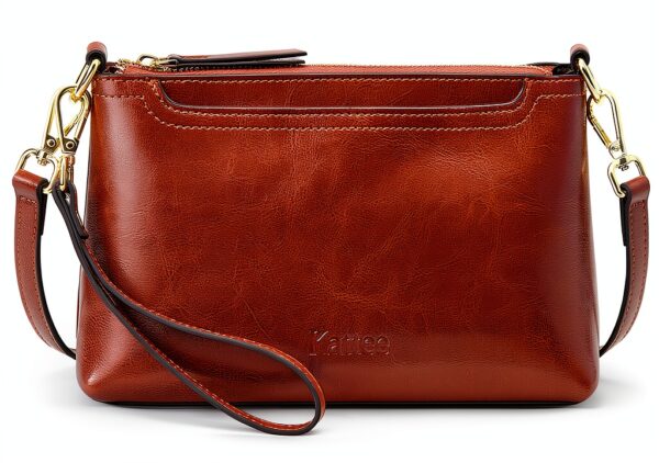 Borsa a tracolla Kattee pelle marrone scuro donna-7
