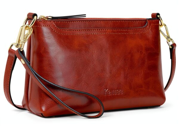 Borsa a tracolla Kattee pelle marrone scuro donna-0