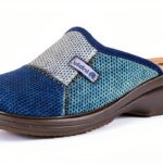 Pantofole Donna Blu Indaco SRL Tessuto Pelle-0