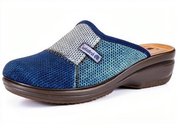 Pantofole Donna Blu Indaco SRL Tessuto Pelle-0