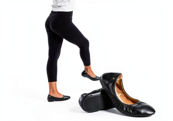 Ballerine OFFCUP Nero in pelle traspirante-6