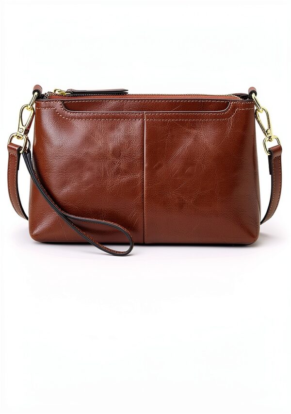 Borsa a tracolla Kattee pelle marrone scuro donna-5