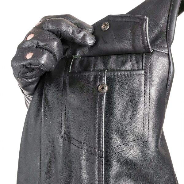 Gilet da moto Leatherick pelle nera 1,1 mm-1