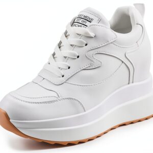 Sneaker donna AONEGOLD pelle con zeppa bianco-0