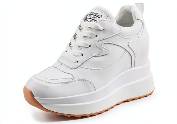 Sneaker donna AONEGOLD pelle con zeppa bianco-0