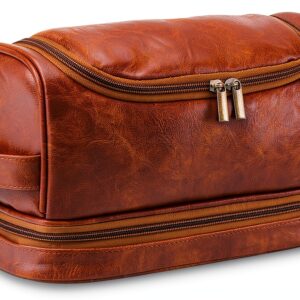 Borsa da toilette Ziyero in pelle vintage per viaggio-0