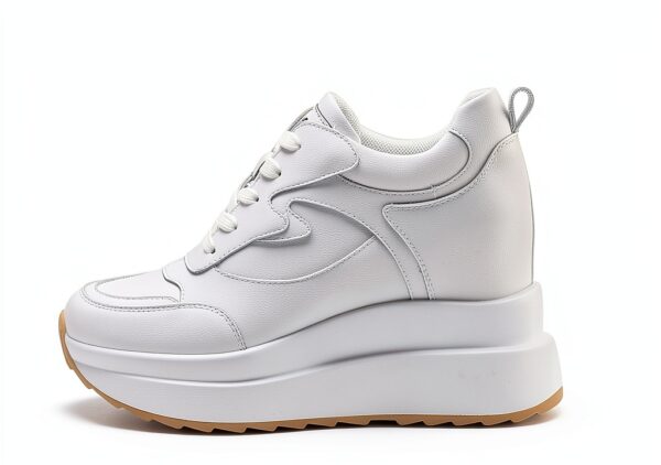 Sneaker donna AONEGOLD pelle con zeppa bianco-1