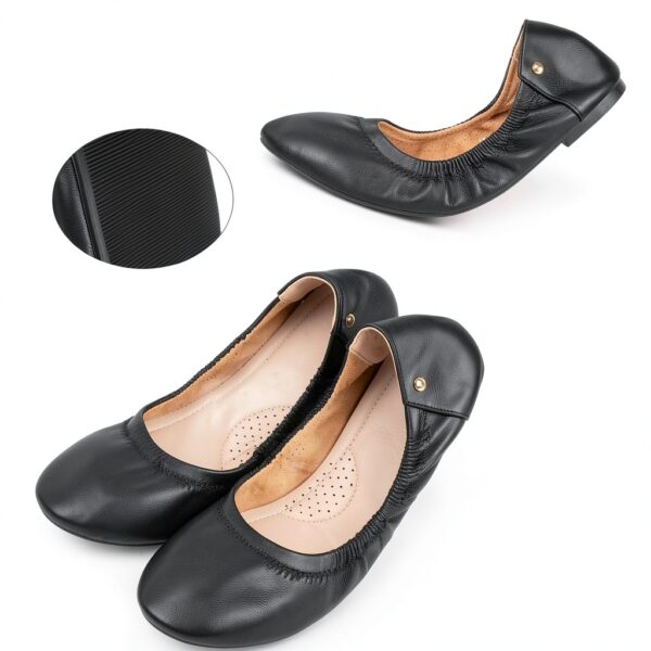 Ballerine OFFCUP Nero in pelle traspirante-4