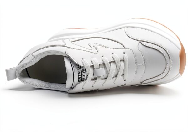 Sneaker donna AONEGOLD pelle con zeppa bianco-3