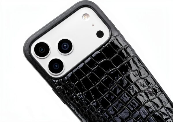 Custodia iPhone 17 Pro Max DMaos in pelle coccodrillo nera Slim Fit-5
