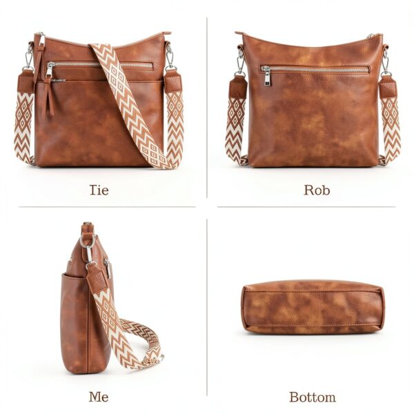 LUROON Borsa Tracolla Donna in Pelle Vegana – 31x30x7 cm, 5 Colori-6