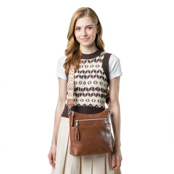 LUROON Borsa Tracolla Donna in Pelle Vegana – 31x30x7 cm, 5 Colori-1