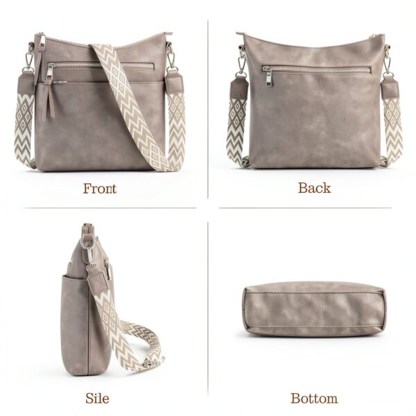 LUROON Borsa Tracolla Donna Pelle Vegana 31x30x7 cm 5 Colori-6