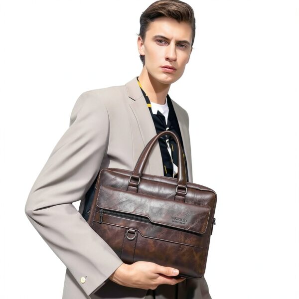 Borsa per laptop FANDARE AK-77ACF001 pelle PU Marrone Scuro 38x30 cm-1