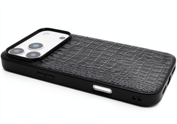 Custodia iPhone 17 Pro Max DMaos in pelle coccodrillo nera Slim Fit-4