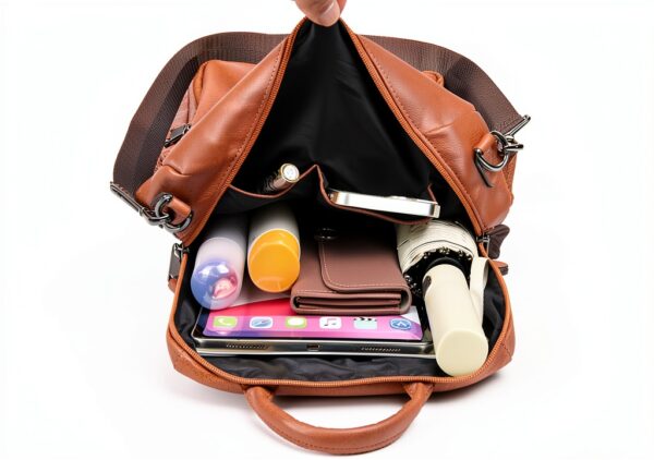 Monitika Zainetto Donna Marrone PU Pelle Convertibile Multiuso-4