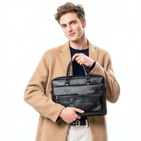 Borsa per laptop FANDARE AK-77ACF003 in pelle PU, 38x11x30 cm, Nero-1