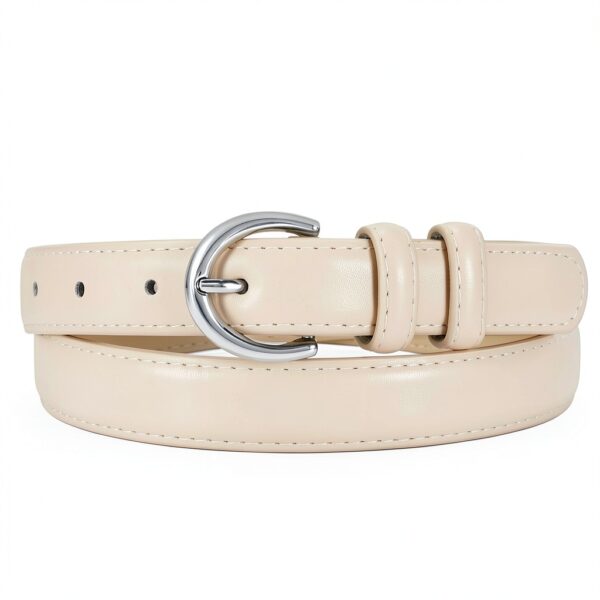 Sansths Cintura Donna Ecopelle Fibbia Argento Blu Beige S-XXL-4